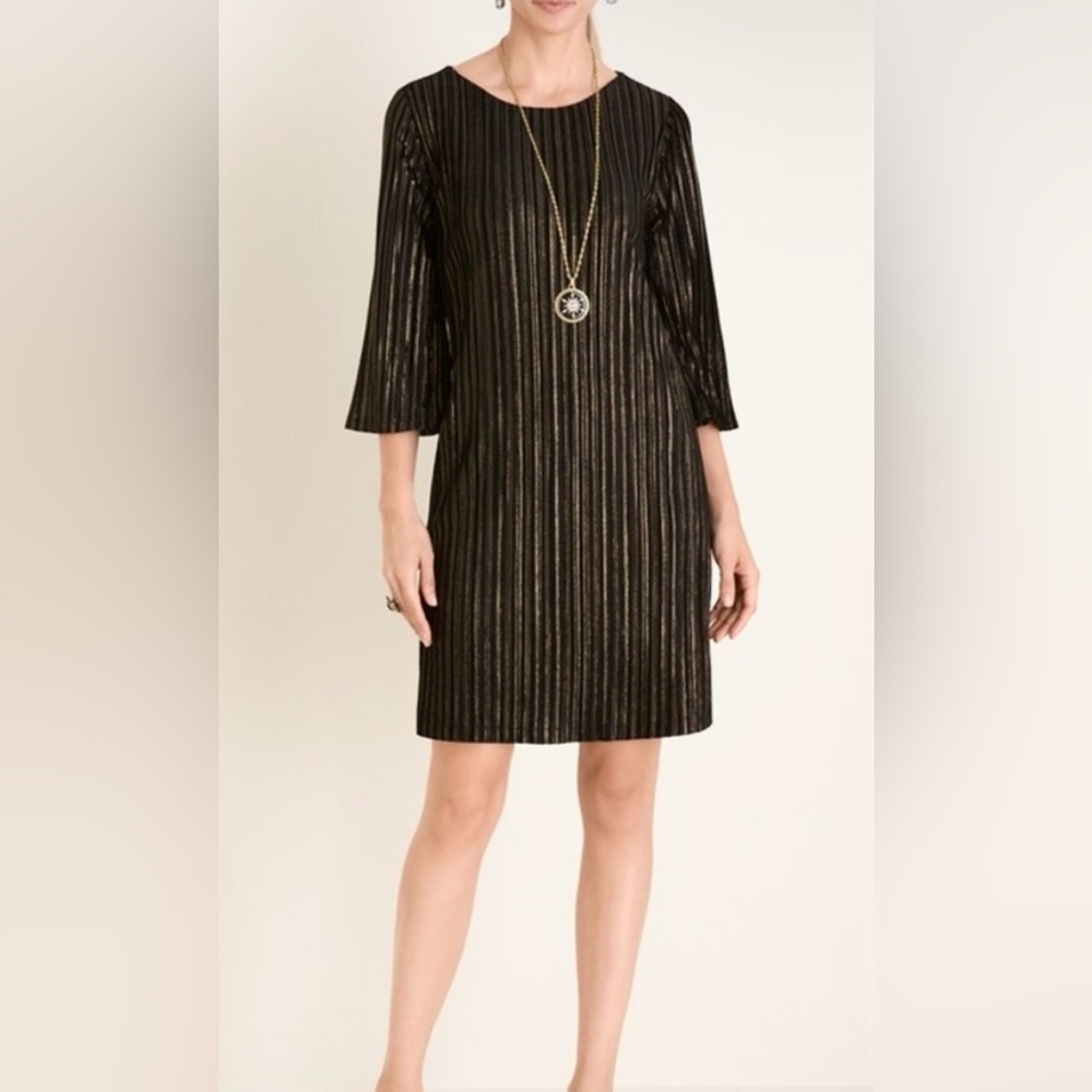 Chico's Women's Black/Gold
Lurex Shine Velvet Short Dress